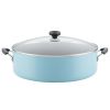 Farberware 14" Easy Clean Nonstick Family Pan, Jumbo Cooker with Lid, Aqua