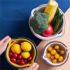 6pcs Household Drain Basket Set; Plastic Double Layered Kitchen Food Strainer Fruits Vegetable Washing Basket; Stackable Drain Bowls For Cleaning Wash