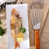 1pc Stainless Steel Frying Shovel For Egg Steak Fish Slice; Non-slip Frying Spatula; Leaky Shovel; Cookware; Kitchen Supplies